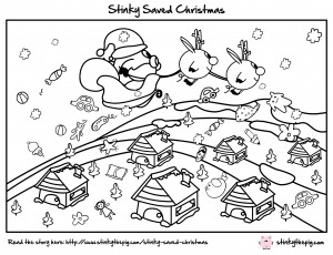 Stinky The Pig - Stinky Saved Christmas Colour Me In