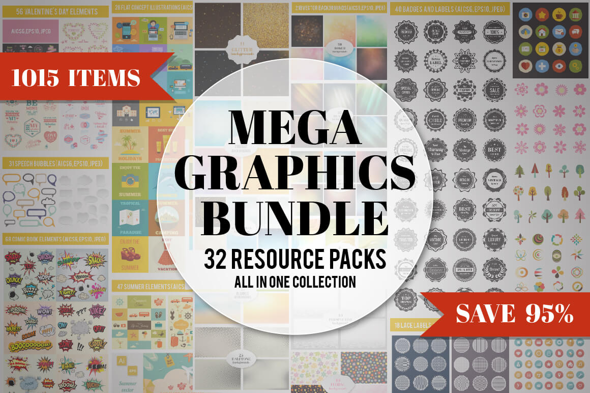 MegaBundle: 1000+ Unique Graphic Design Elements – only $18!