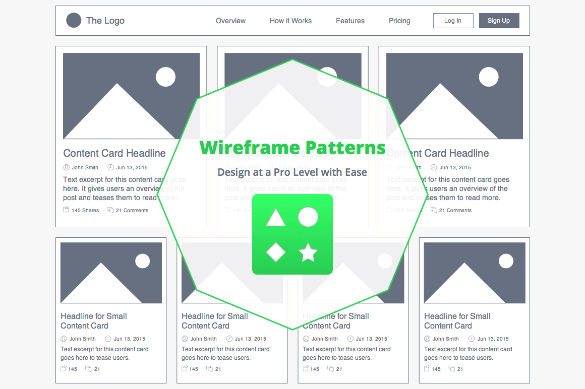 14 Easily Customizable Mobile and Desktop Wireframe Patterns – 50% off!