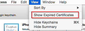 Xcode Show Expired Certificates