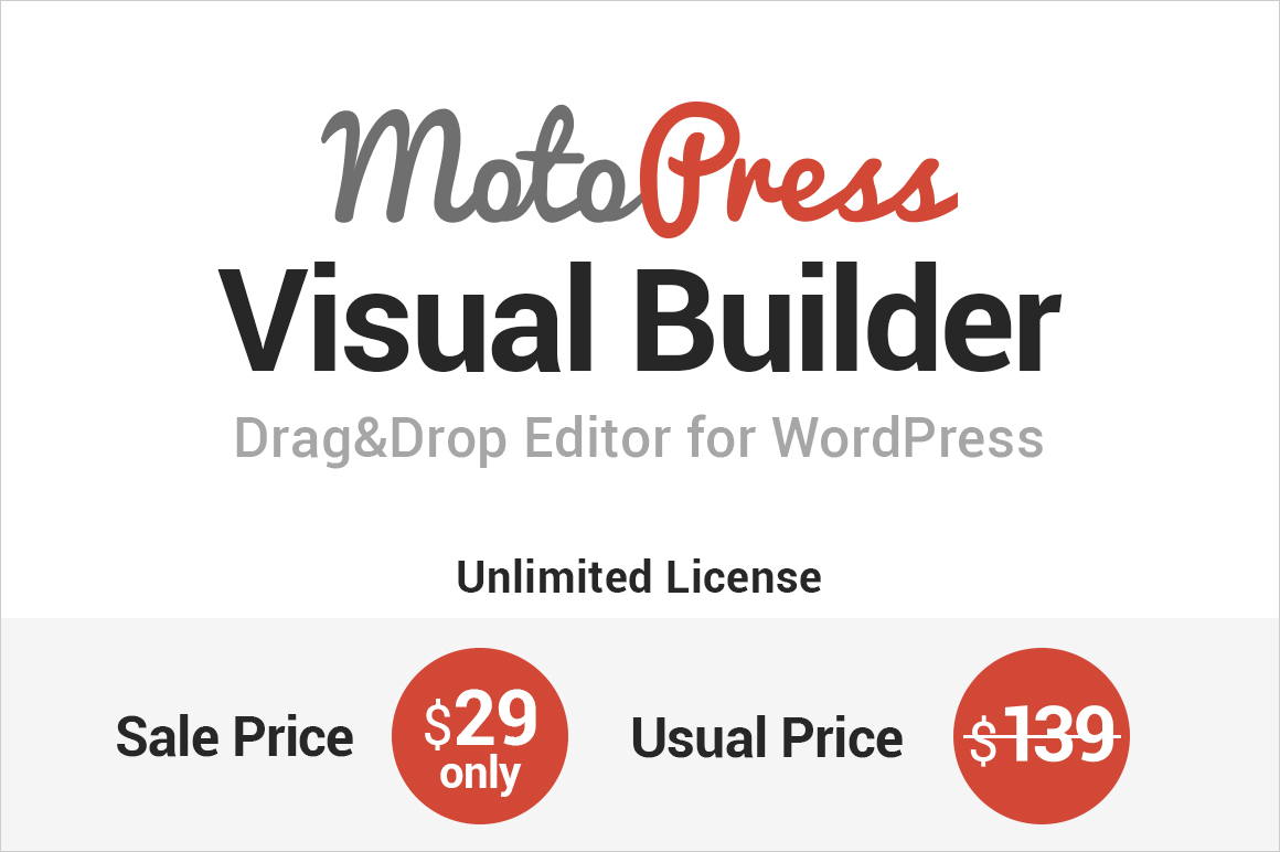 MOTOPRESS: Drag and Drop Editor for WordPress (unlimited license) – $29!
