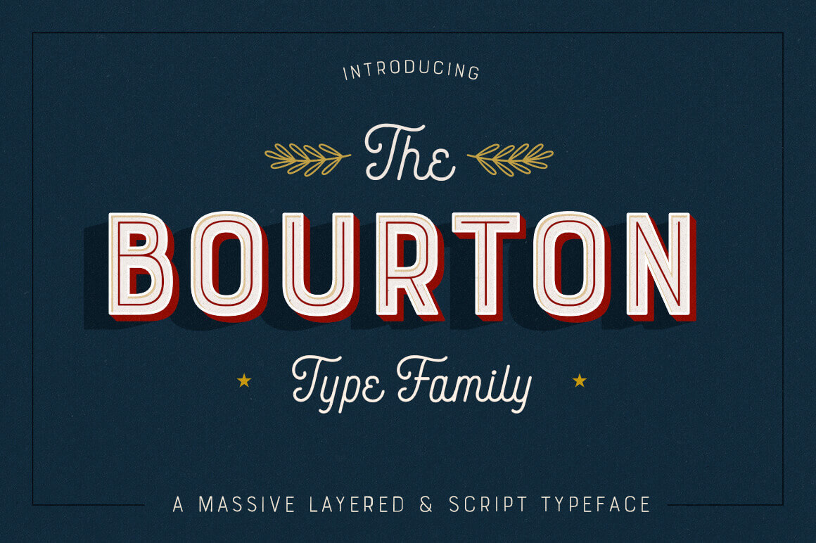 Bourton Font Family of 34 Fonts & More from Kimmy Design – only $17!