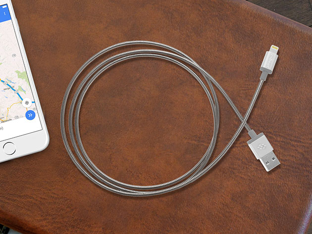 Toughlink MFi-Certified Metal Braided Lightning Cable: 2-Pack (Silver) for $29