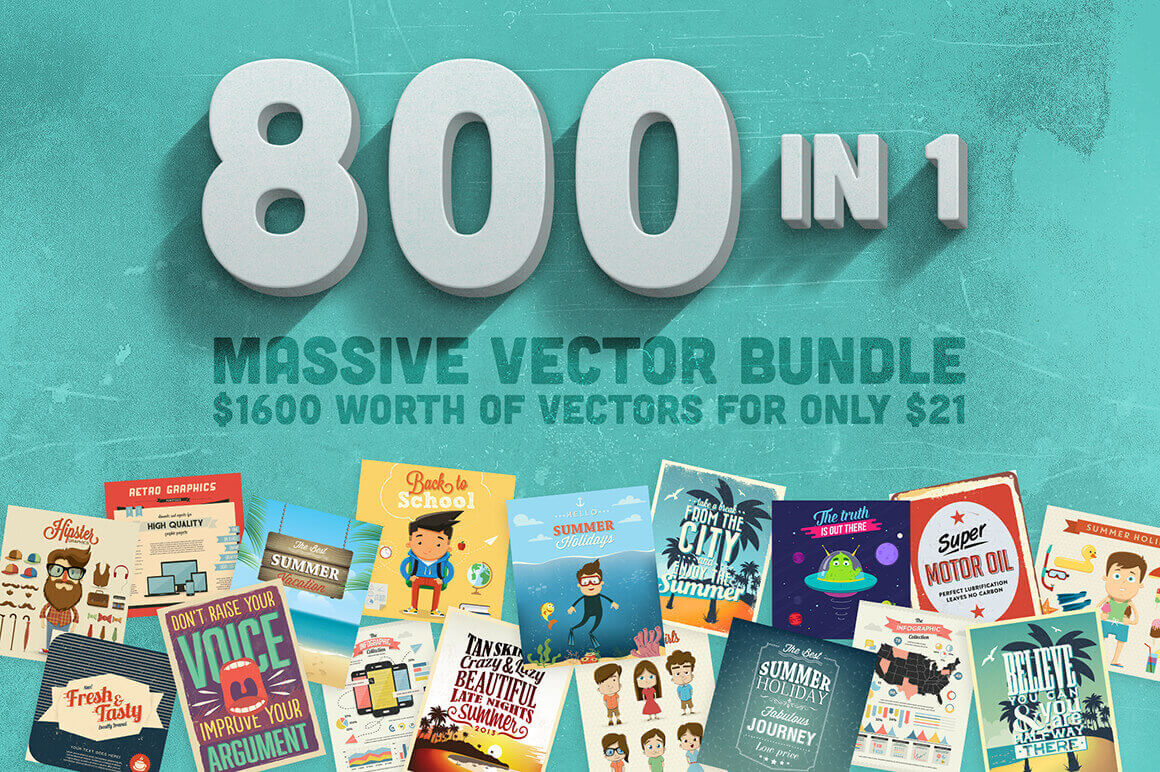 BUNDLE: 800 Gorgeous Premium Vector Files – only $21!