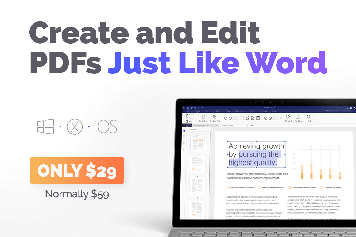 Create and Edit PDFs Just Like Word  - only $29!