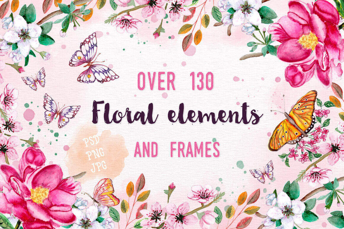 130+ Clip-art Floral Elements and Frames - only $8!