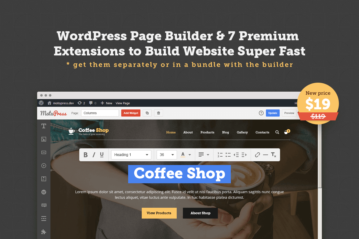 MOTOPRESS – WordPress Page Builder with Premium Extensions – 84% off!
