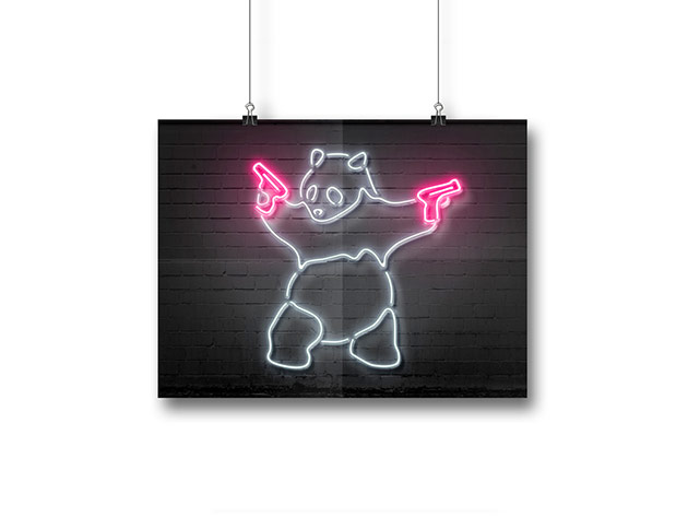 Octavian Mielu Neon Illusion Wall Art (Panda 16×12) for $19
