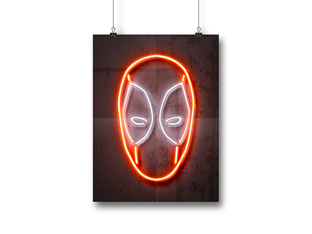 Octavian Mielu Neon Illusion Wall Art (Deadpool 12×16) for $19