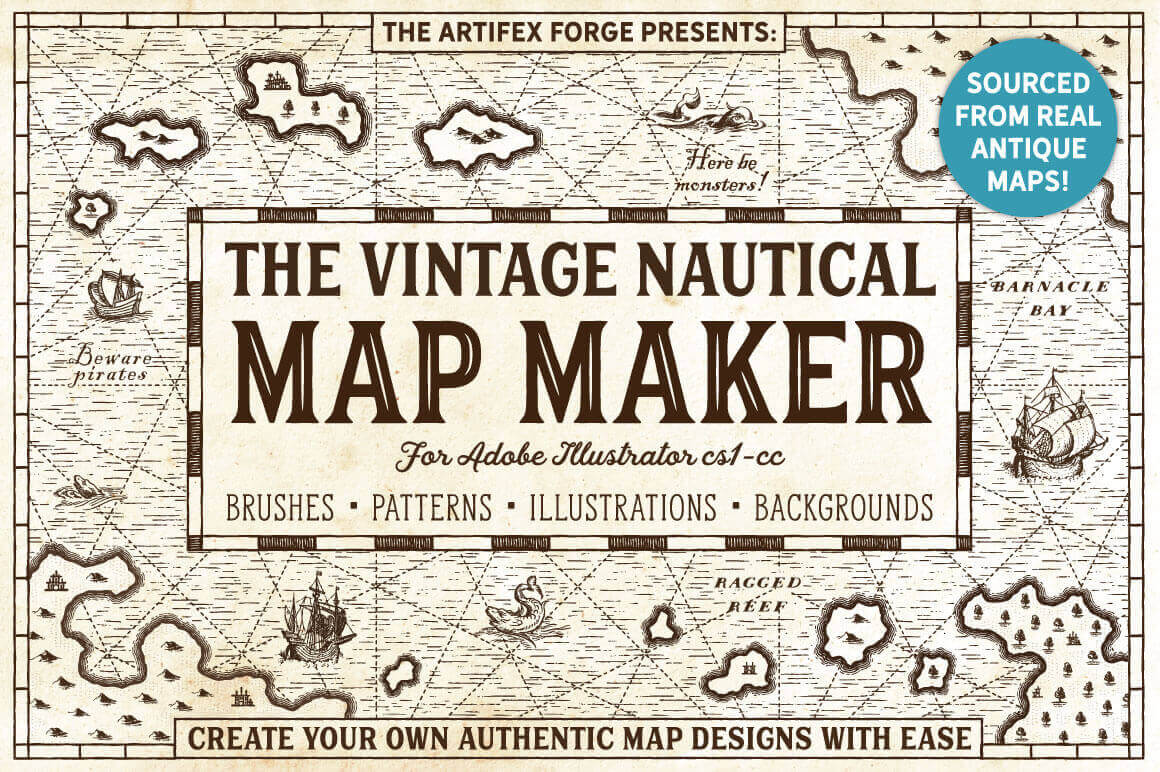 The Vintage Nautical Map Maker – only $12!