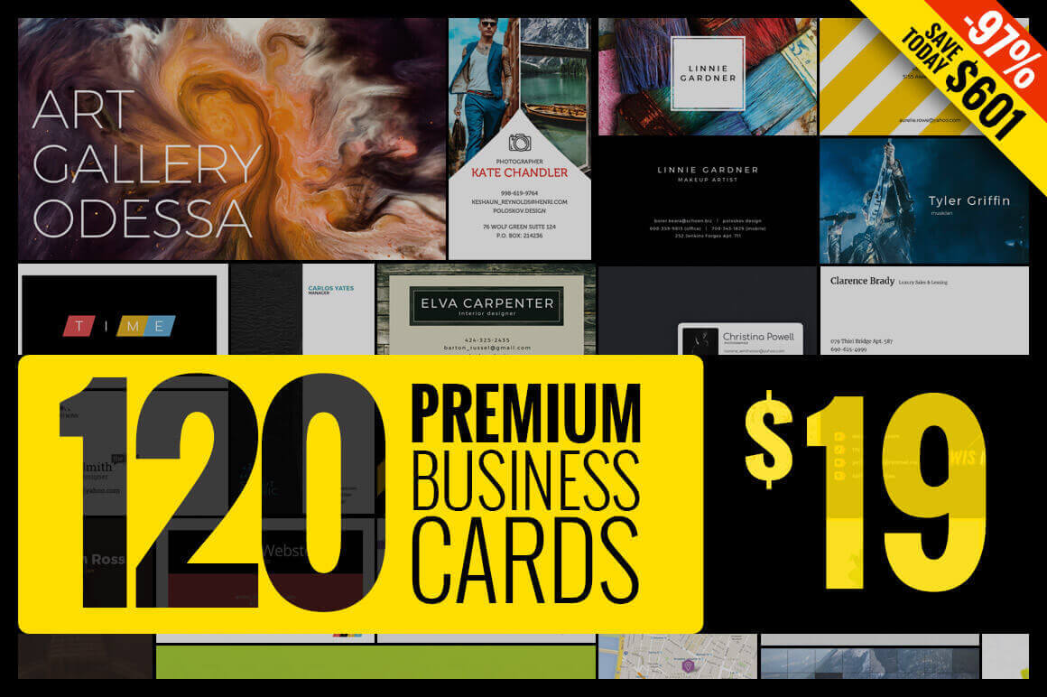 Massive Bundle: 120 Premium Business Card Templates – only $19!