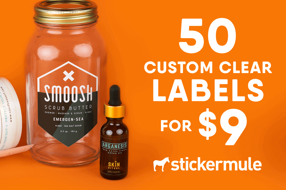 50 Custom Clear Labels from StickerMule – only $9!