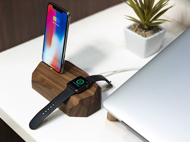 iPhone And Apple Watch Charging Dock (Walnut) for $62