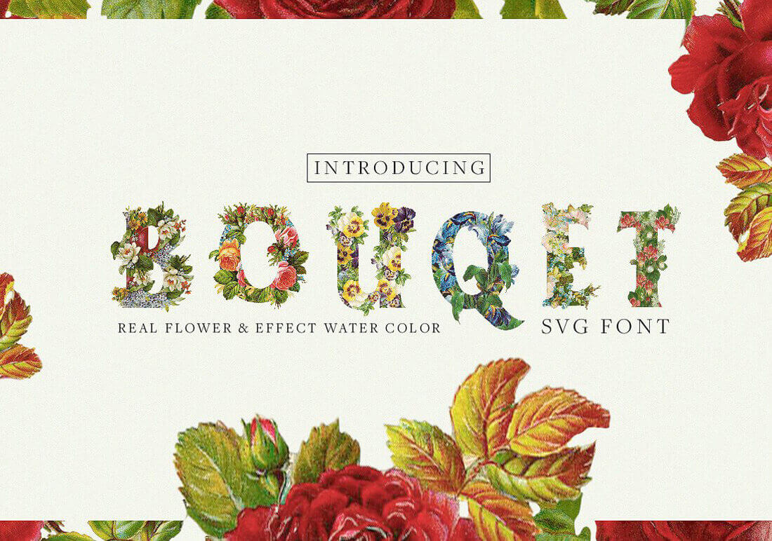 Realistic and Watercolor Flower Fonts - only $7!