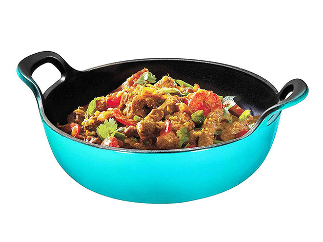 Enameled Cast Iron Balti Dish with Wide Loop Handles for $29
