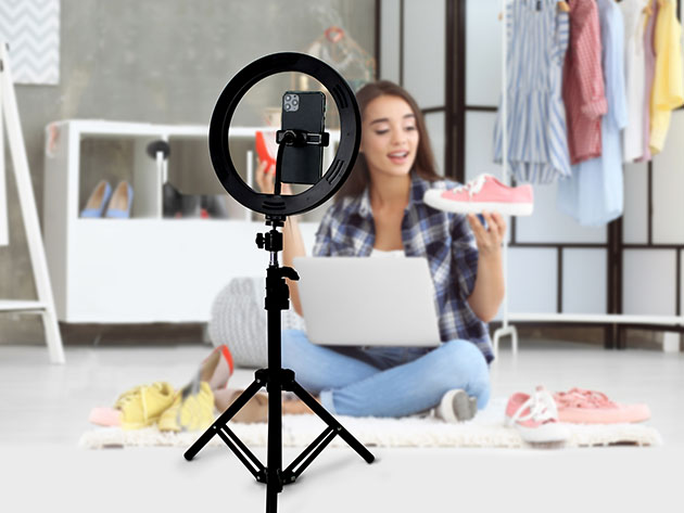 U-STREAM Home Streaming Studio with 10" Ring Light & Tripod for $39